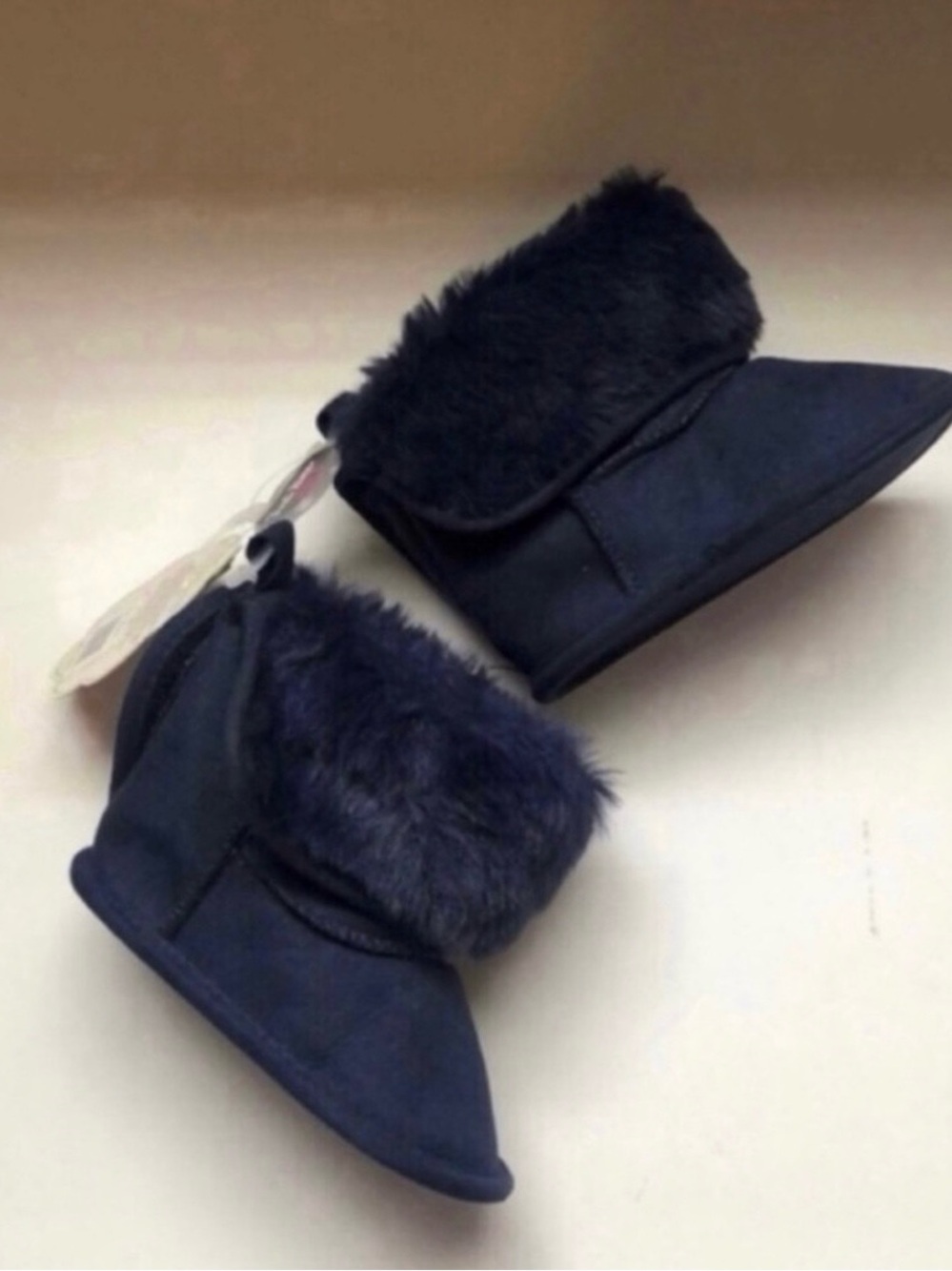 New Stepping Stones Boots Baby Girl Blue Faux Fur Casual Boots Size 3,6-9 Months